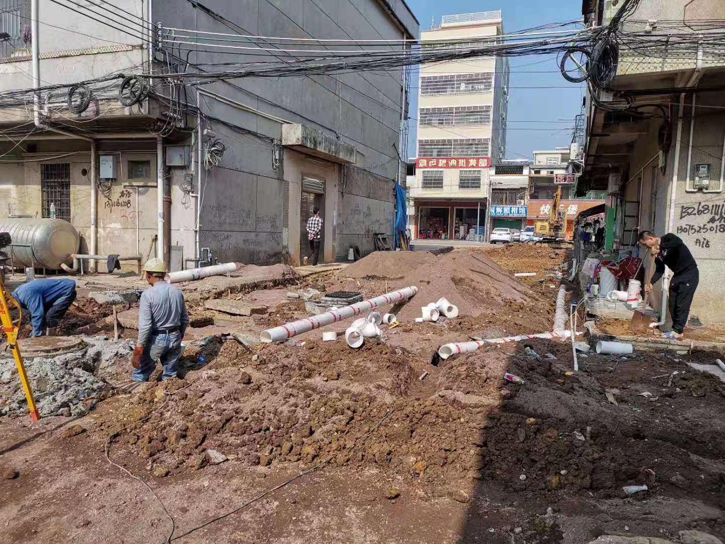 鎮污水管網鋪設中