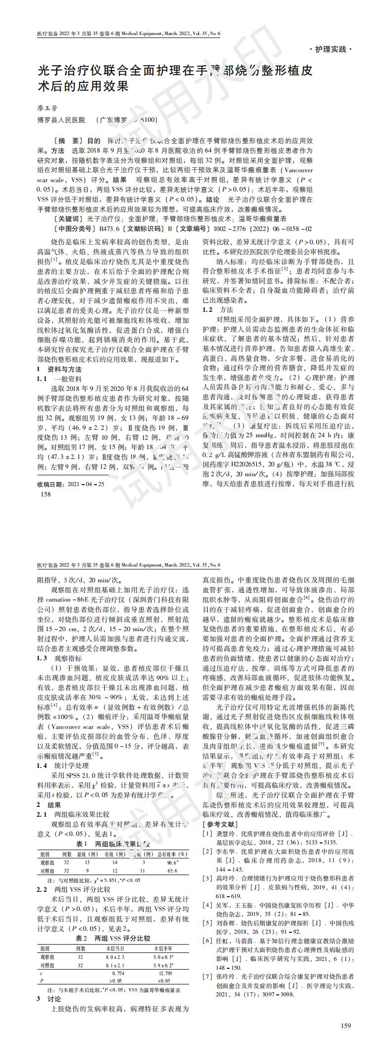 光子治療儀聯(lián)合全面護(hù)理在手臂部燒傷整形植皮術(shù)后的應(yīng)用效果_00.jpg