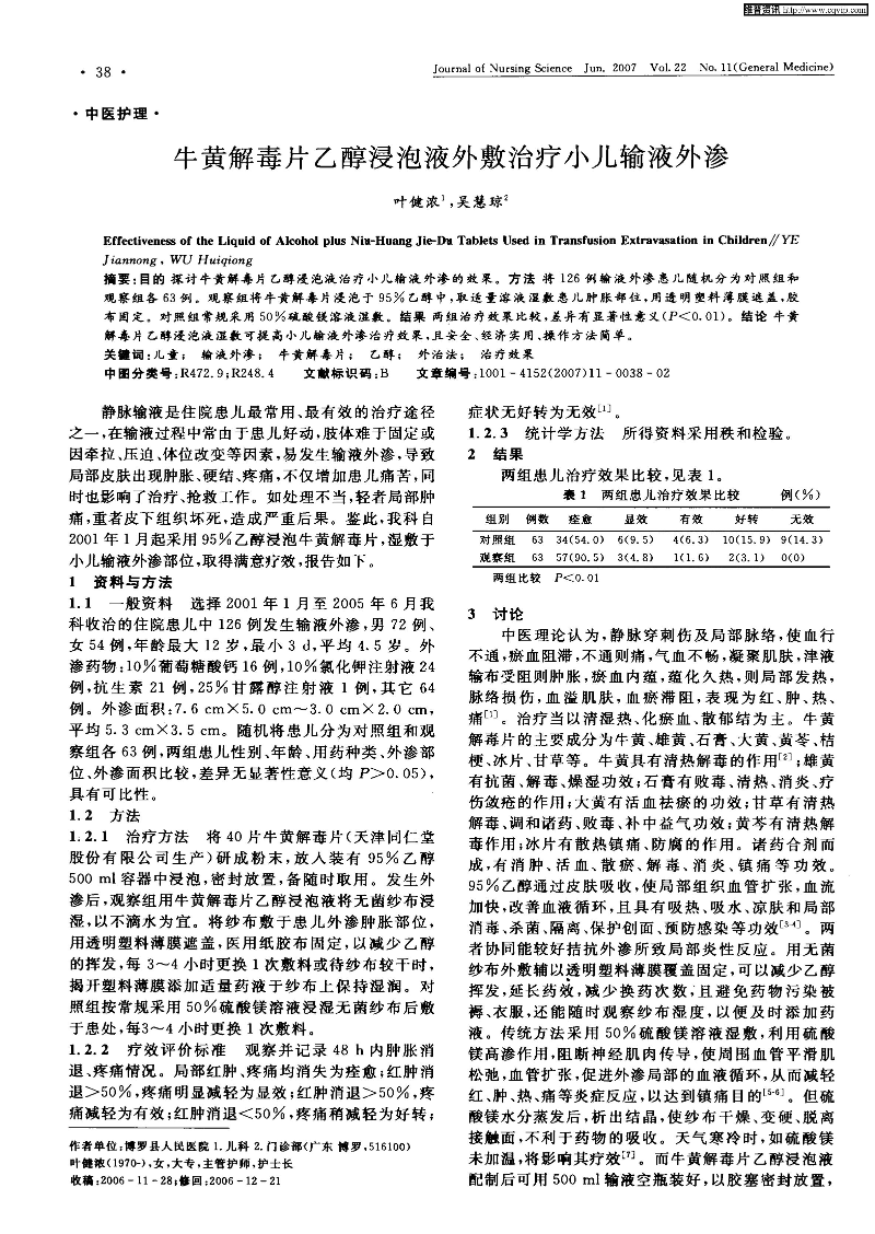 牛黃解毒片乙醇浸泡液外敷治療小兒輸液外滲-圖片-0.jpg